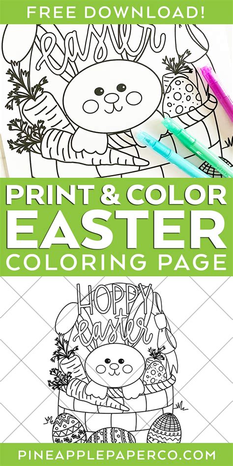 easter coloring page easter bunny pineapple paper