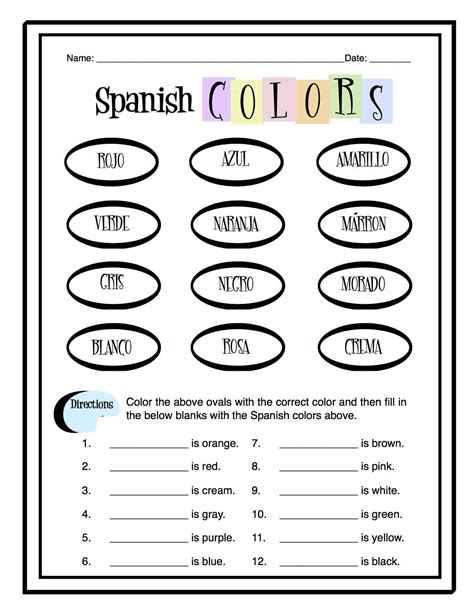 worksheet  spanish worksheets  kindergarten