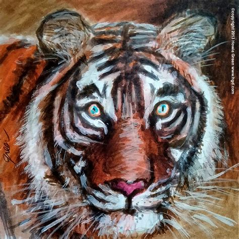 tiger watercolor     art  wwwhowiegreencom howie