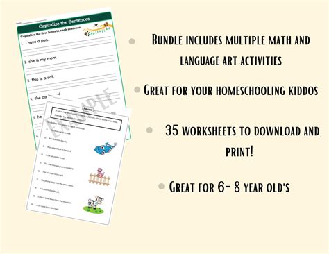 st grade worksheets worksheet bundle homeschool downloads etsy