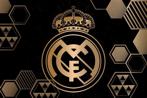madrid logo football club crest emblem   black  gold background