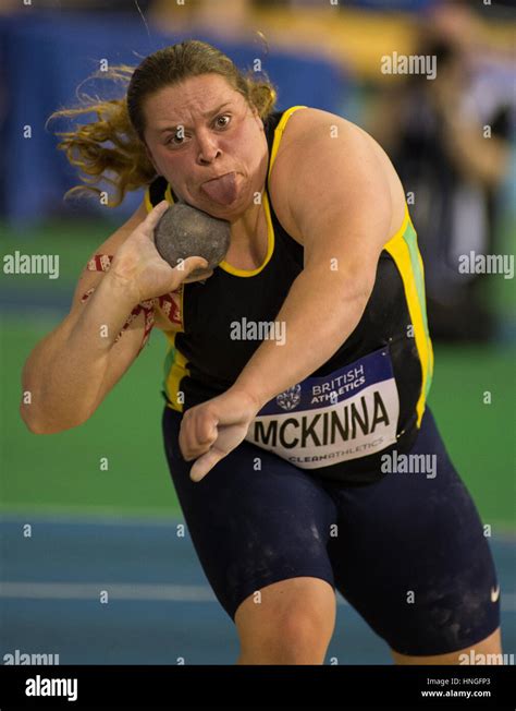 womens shot put british athletics indoor team trials  stock photo