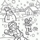 Hiver Neige Coloring Nieve Dibujos Maternelle Coloriages Snow Saison Bataille Crianças Gratuit Jugar Muitos sketch template