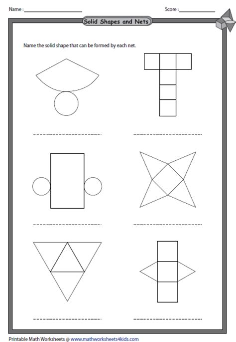 Solid Shapes Kindergarten Matching Worksheet