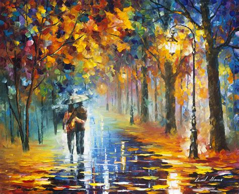 autumn hugs palette knife oil painting  canvas  leonid afremov  cm   cm