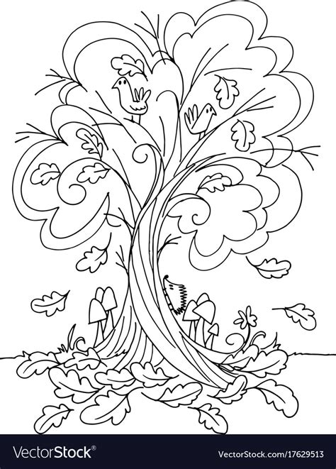 autumn tree coloring royalty  vector image