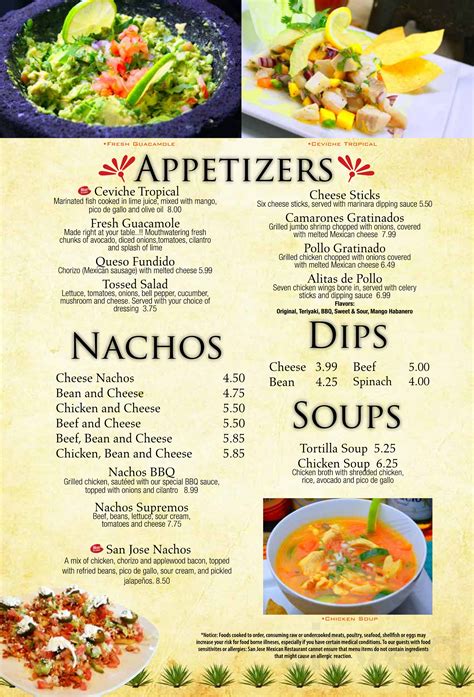 san jose mexican restaurant menu  elizabethtown north carolina