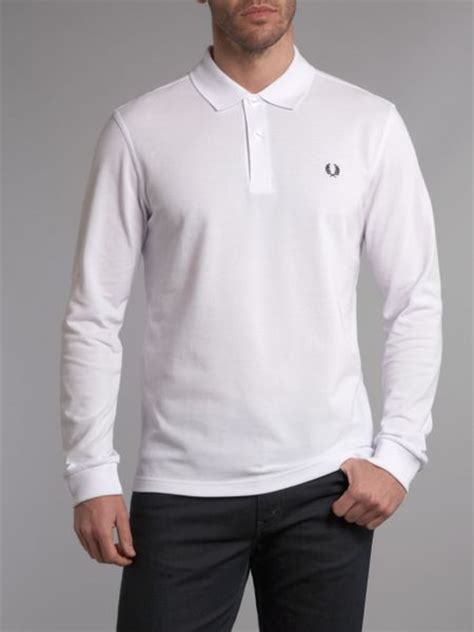 Fred Perry Slim Fit Long Sleeve Polo Shirt In White For Men Lyst