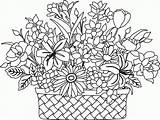 Coloring Basket Pages Flower Quality High Pdf Print sketch template