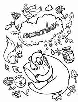 November Coloring Pages Printable Scribblefun Sleeping Bear Beauty sketch template