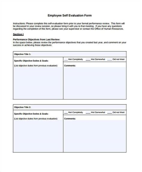 employee  evaluation forms   ms word excel