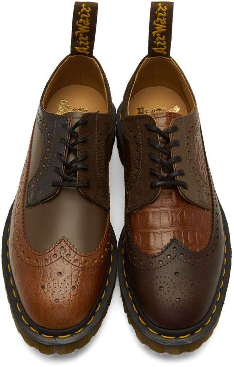 dr martens brown engineered garments edition mixed leather  brogues men boot dr