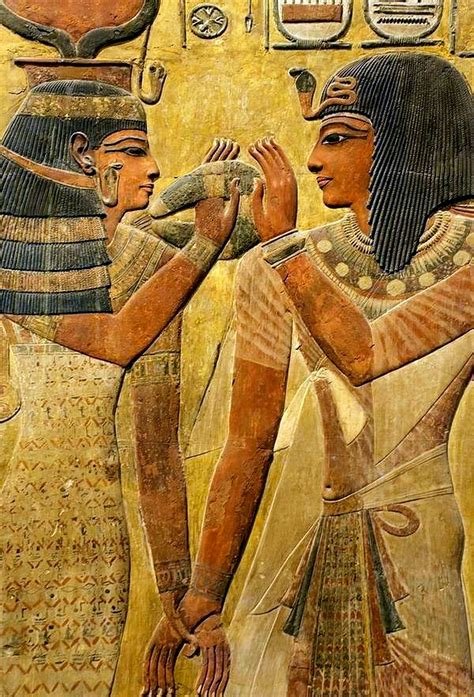 the goddess hathor welcomes seti i this ancient egyptian art