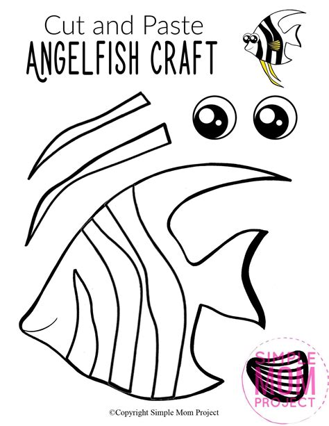 easy diy angelfish craft printable   template ocean animal