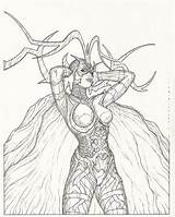 Hela Coloring Ragnarok Marvel Drawing Twitter Book sketch template