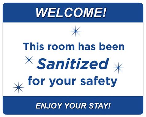 room sanitized signs sable hotel supply