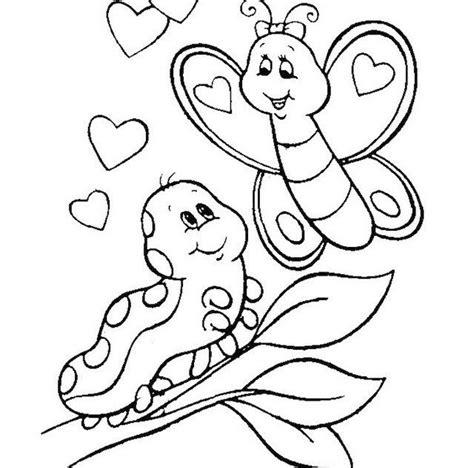caterpillar meeting butterfly coloring sheet valentine coloring pages