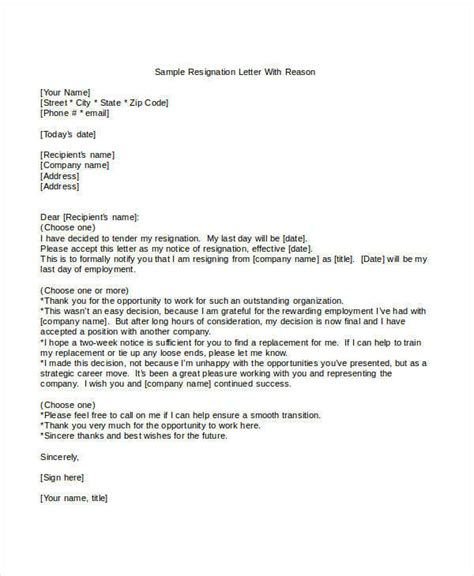 resignation letter health reasons sample resignation letter