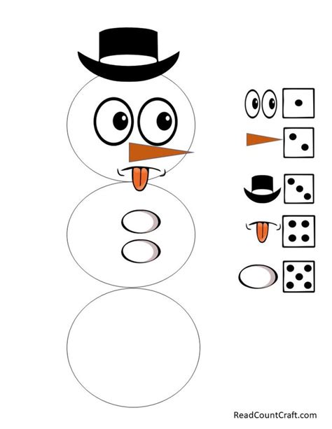 printable roll  snowman readcountcraft math activities