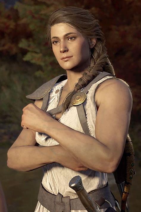 kassandra from assassin s creed odyssey look at those guns