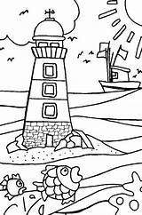 Lighthouse Coloring Pages Kids Print Color sketch template