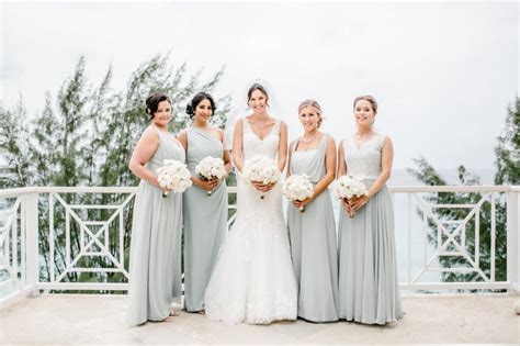 These Bridesmaids Wore Icy Gray Gowns In Different Styles Bridesmaid