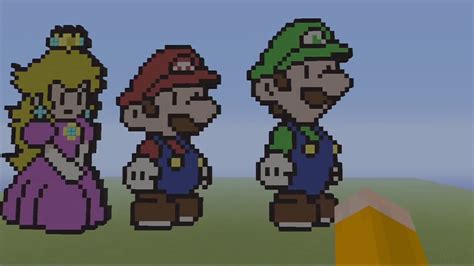 Super Mario Bros ~ Minecraft Pixel Art ~ Luigi Mario And