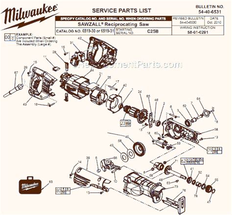 milwaukee   parts list  diagram cb ereplacementpartscom