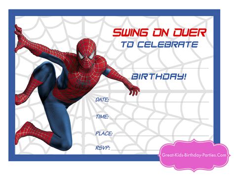 printable spiderman birthday invitations