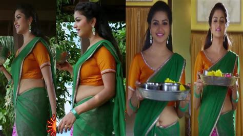 nandhini tamil tv serial actress hotandsexy navel show in saree with cute