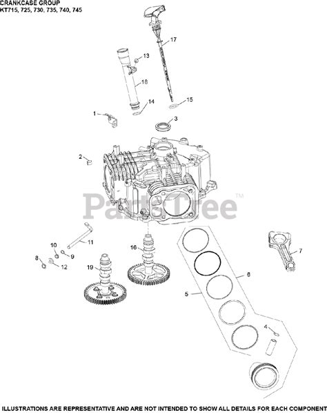 kohler kt  kohler  series engine   mtd hp kw crankcase group