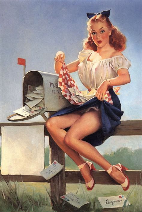 Vintage Gil Elvgren Print Pin Up Getting The Mail Classic Etsy
