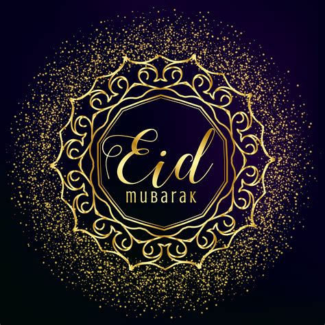eid mubarak greeting  golden mandala decoration  glitter