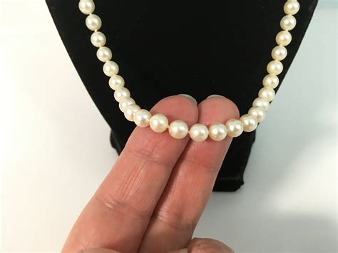 Vintage Pearl Necklace W 14k White Gold Clasp 21 Long Etsy