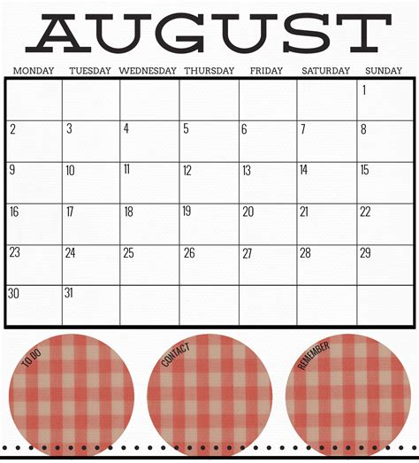 idlized august calendar