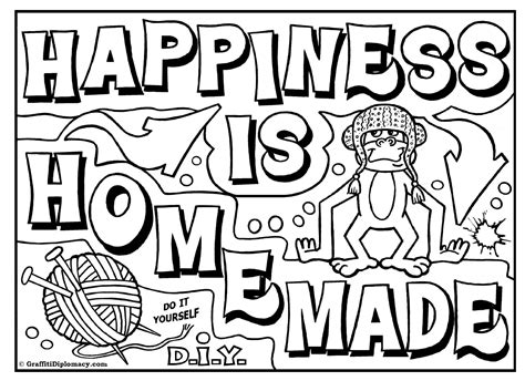 coloring page diy graffiti happiness  homemade
