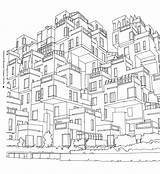 Safdie Colorare Moshe Architettura Disegni Adulti Habitation Coloriages Coloring Adultos Adultes Fantastic Justcolor Expo67 Donalds sketch template