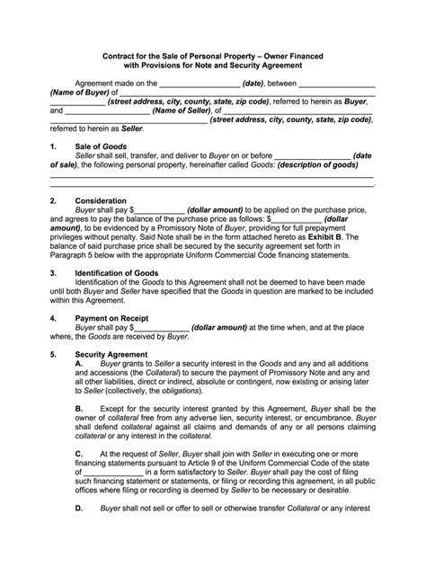 owner financing promissory note template