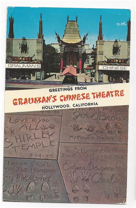ca hollywood grauman s chinese theatre vintage 1969 postcard