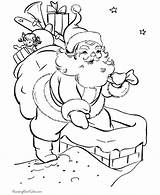 Santa Coloring Pages Christmas Chimney Printable Print Printing Help Elves His sketch template