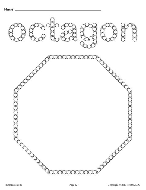 octagon  tip painting printable  tip painting shapes preschool
