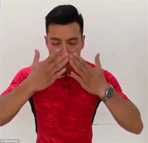 Personal Trainer S Breaks Chop Sticks By Pushing Them Into His Throat