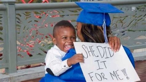 single mom inspires with sweet graduation photo hugging