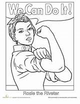 Coloring Pages History Printable Power Women Sheets Month Girl Strong Para Famous Print American Drawing Clipart Education Celebrate Colouring Rosie sketch template