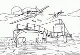 Submarine Coloring Pages Fighter Warship Attacked Aircrafts Printable Color Ww2 Template Online sketch template