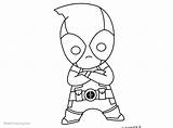 Deadpool Coloring Pages Chibi Marvel Comics Printable Kids Adults sketch template