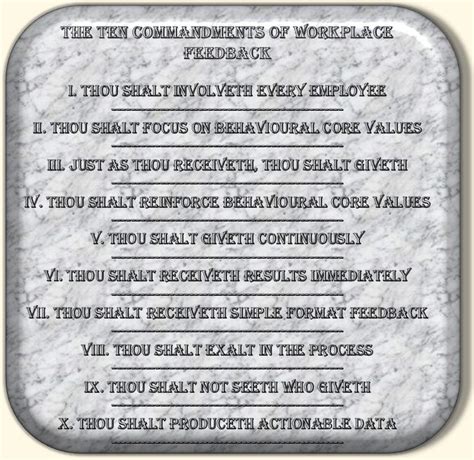 commandments  behavioural feedback qualitosis