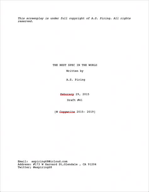 create  professional screenplay title page   steps