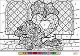 Coloring Number Color Pages Heart Roses Printable Worksheets Anime Print Supercoloring Difficult Medium Book Drawing sketch template
