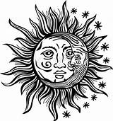 Moon Sun Drawing Screen Cartoon Drawings Celestial Illustration Printing Stencils Star Outline Silk Tattoo Outlines Ready Use Transparent Background Stencil sketch template